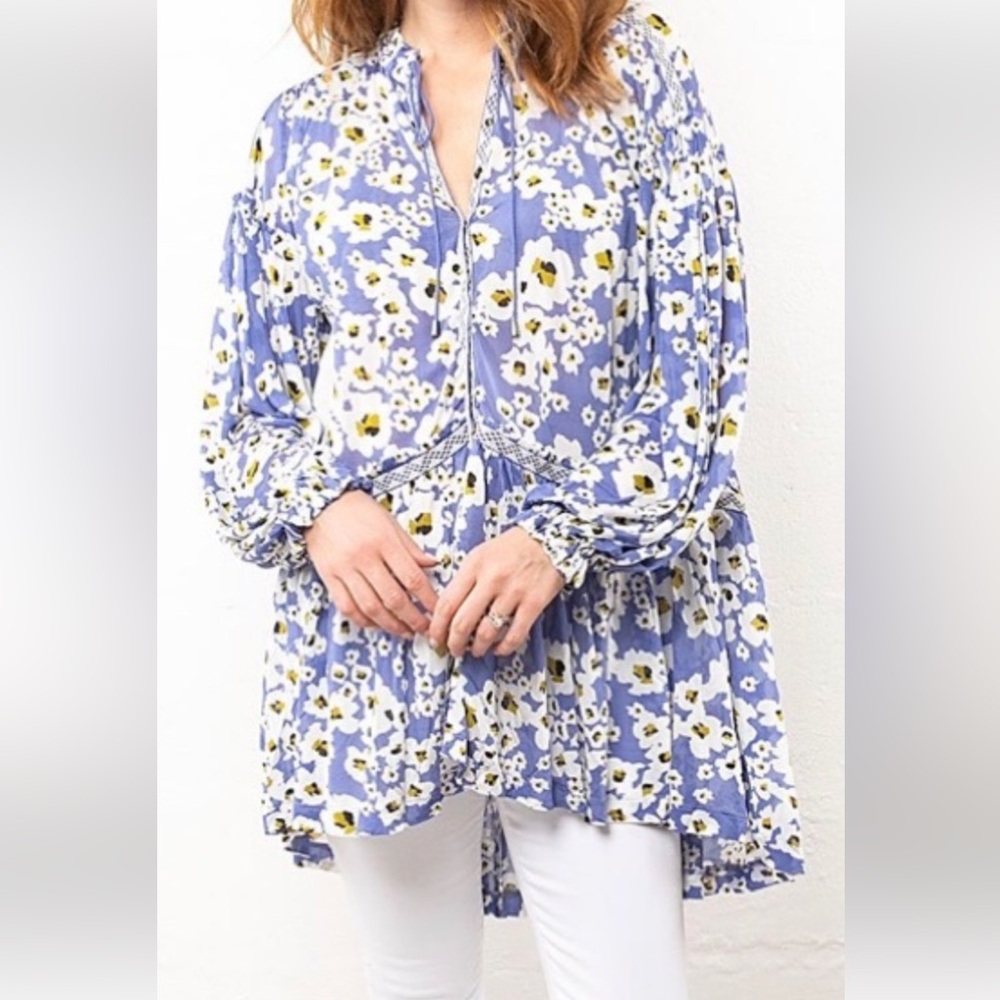 Free People size S Boho Love Letter Floral Print Tunic Dress